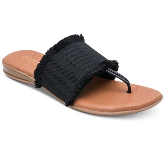 ANDRE ASSOUS COMFORTABLE BLACK NANETTE FLAT THONG SANDALS SZ 11 - Picture 1 of 5